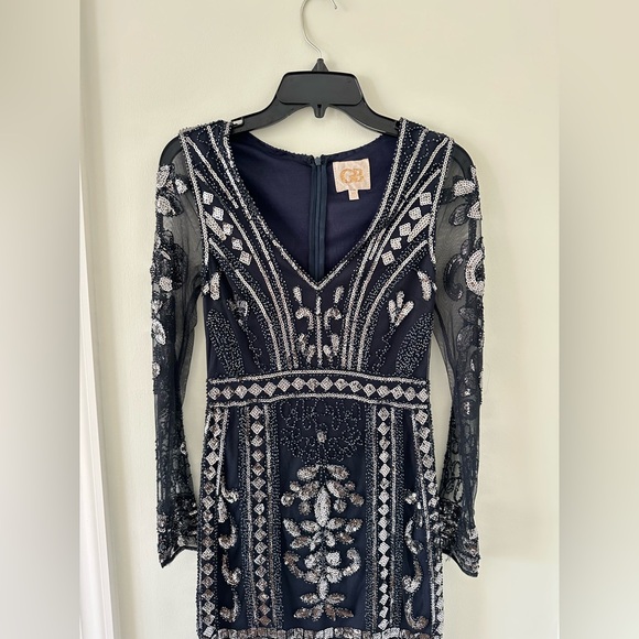 Gianni Bini Dresses & Skirts - Gianni Bini GB long sleeve semi-formal navy sequin embellished dress. Size: XS